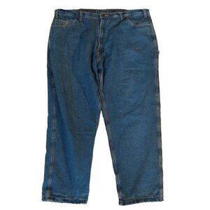 Mens 44x32 Insulated Denim Jeans With Red Quilted Lining